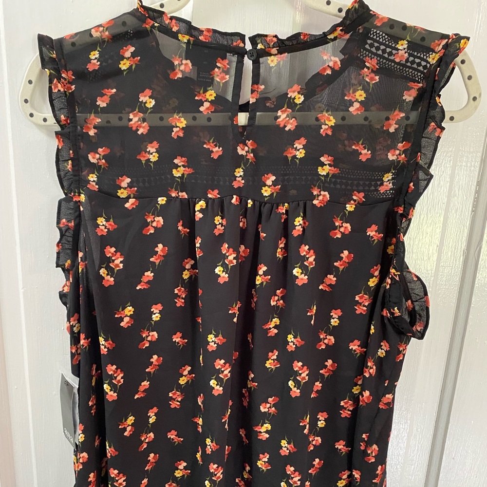 NWT A.N.A. Sleeveless Floral Ruffle Blouse